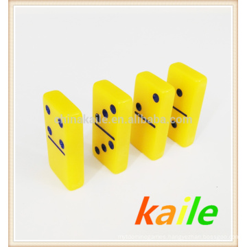 Double six yellow domino in wooden box